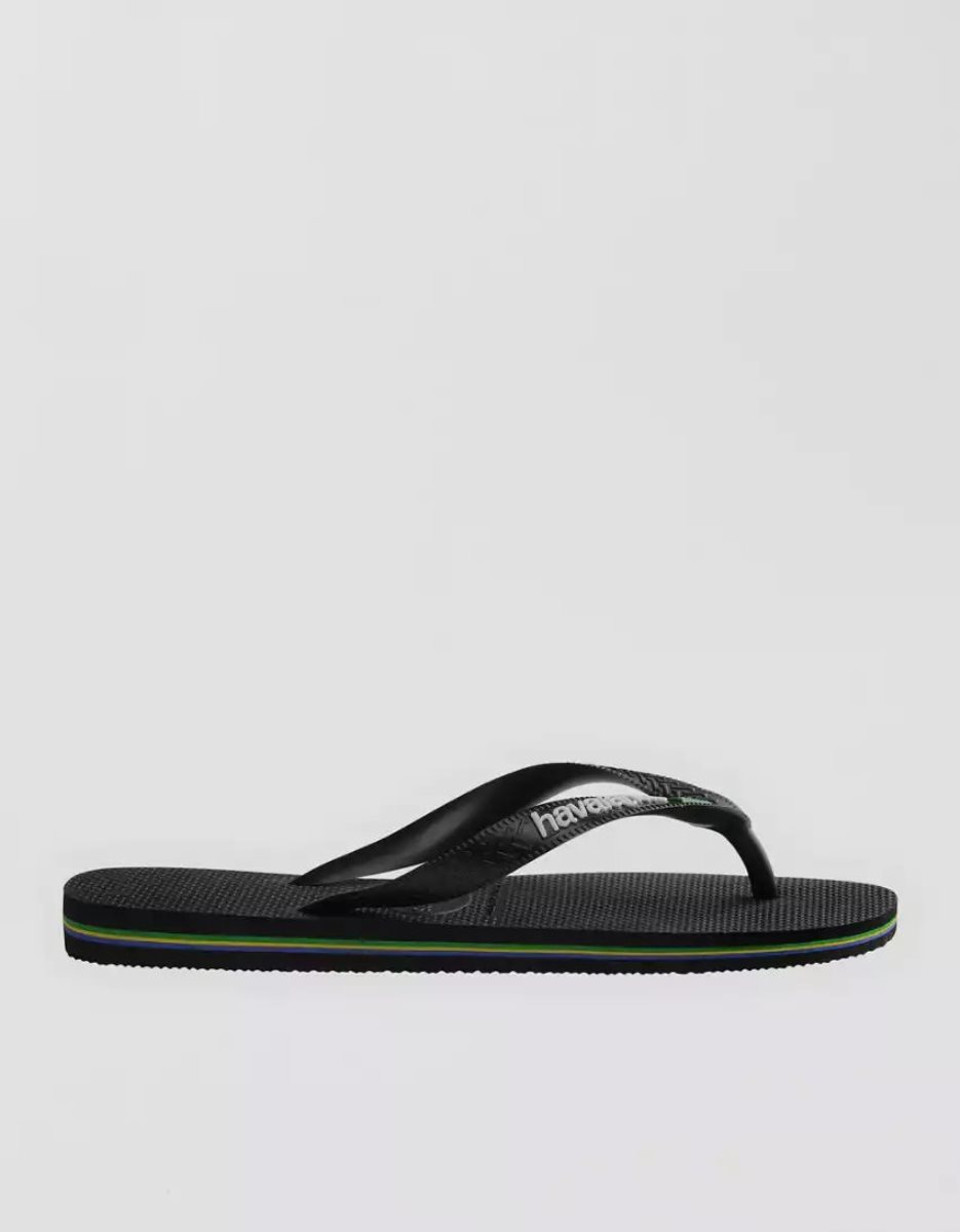 Tong American Eagle Havaianas Brazil Logo Noir Homme | SRF-68857013